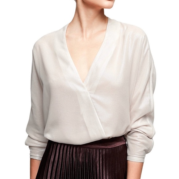 Reiss Tops - Reiss Maja Shimmer Cream Blouse